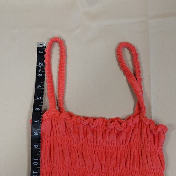 Bar III Pink Coral Cotton Casual Stretchy Summer Spring Beach Smocked Tank Top - Picture 7 of 8